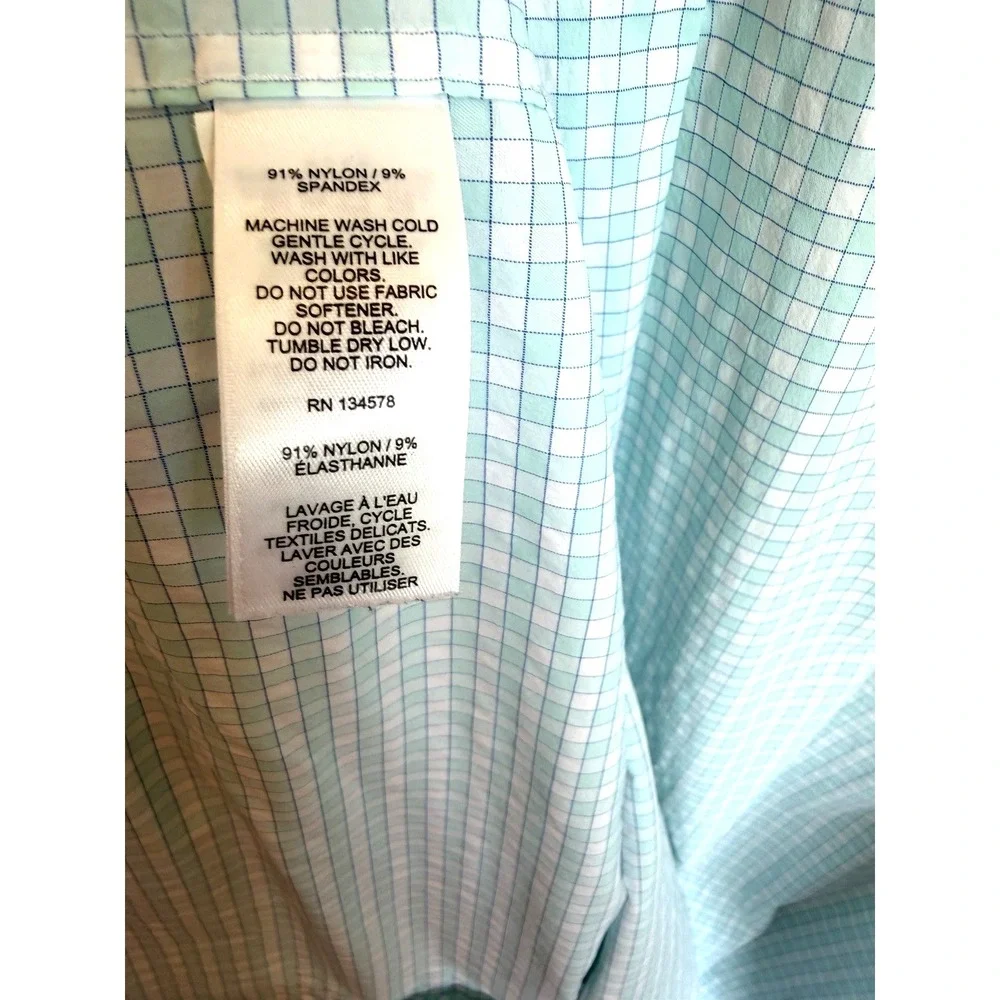 Vineyard Vines OTG Button Down Shirt 2XL Blue On The Go Gingham Performance